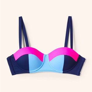 Boden NWT Colorblock Underwire Bikini Top - Navy, Pink & Light Blue